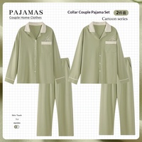 Sweethoney – ensemble pyjama pour couple, 100% coton, luxueux, manches longues, automne-hiver, décontracté, avec col, vêtements de maison