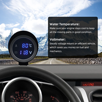 Penjualan Terlaris Universal 2 in 1 Pengukur Suhu Air Mobil Truk Digital LED Bulat + Voltmeter Pengukur Tegangan Volt 12V 24V Dengan Sensor 10mm