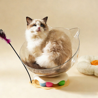 Adorable Lit pour Chat en Forme de Capsule Spatiale, Grotte Transparente en Plastique, Interactif, Écologique, Léger, Toutes Saisons, avec Boule Tournante