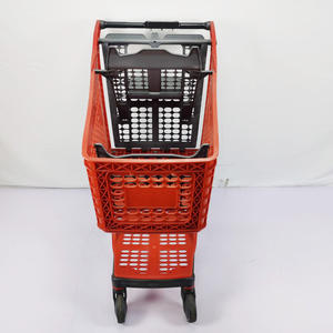 2025 troli keranjang belanja Supermarket Dorong Tangan plastik penuh dengan roda karet Putar - Product Image 2