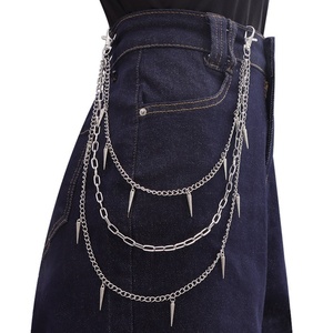 Chaîne de sac à main en métal style punk tendance, nouvelle chaîne de taille rétro multicouche, chaîne de portefeuille avec pendentif à rivets et pointes punk - Product Image 1