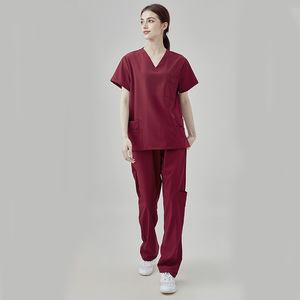 Chemise de gommage extensible à la mode de couleur foncée personnalisable chemisier médical tissé pour uniforme clinique dentaire avec logo - Product Image 3