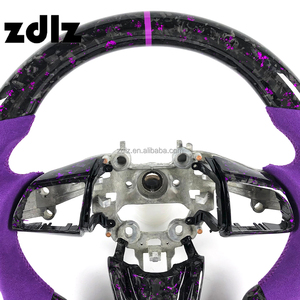 Volant de voiture 2020 2021 <span class=keywords><strong>2022</strong></span> 2023 pour Kia Stinger GT, personnalisé en cuir suédé violet, volant en fibre de carbone forgée - Product Image 4