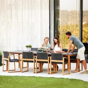 Juego de mesa y sillas de comedor de teca para exteriores, muebles de jardín impermeables para patios y patios traseros - Product Image 3