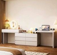 Coiffeuse tout-en-un personnalisée, bureau d'ordinateur, coiffeuse minimaliste pour chambre, armoire de rangement d'angle, coiffeuse de chevet 2-en-1