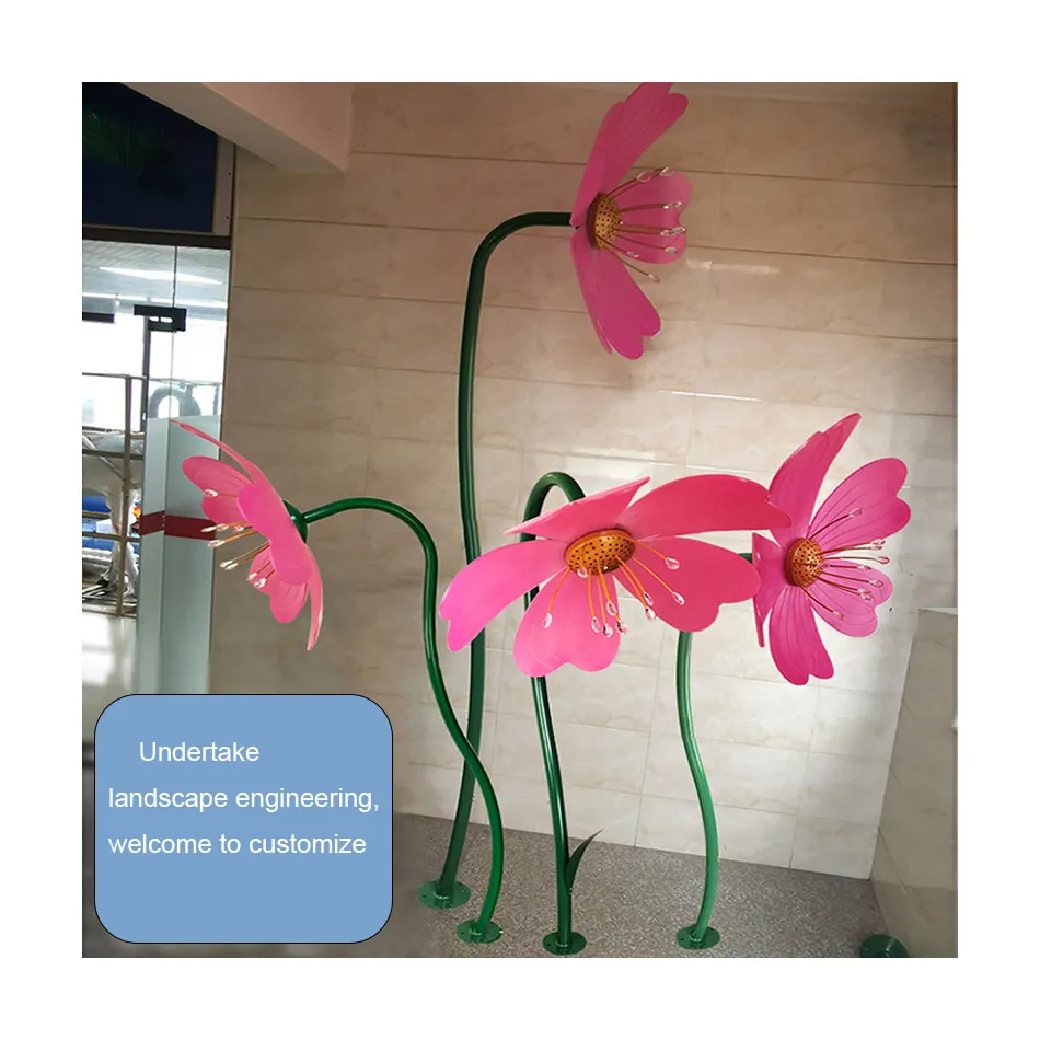 대형 스테인리스 스틸 특수형 램프, 게상 꽃 모델링 조명, 야광 벚꽃 풍경 가로등