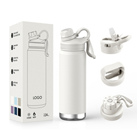 Bouteille d'eau sport ANSHENG en acier inoxydable 24 oz, personnalisable, pour boissons chaudes et froides, réutilisable