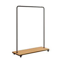 Porte-vêtements sur pied en fer noir avec étagère et roulettes, modèle 3-12, démontable et assemblable