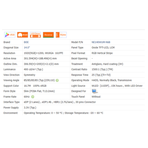 14.0 "NE140WUM-N61/5/<span class=keywords><strong>8</strong></span> 1500:1 không có 16:10 cảm ứng màn hình LCD module 1920*1200 WLED mới máy tính xách tay màn hình LCD EDP 30 pins 100% sRGB - Product Image 6