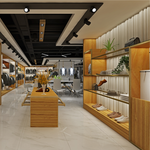 Tienda de ropa para hombre de gama alta, elegantes estantes de exhibición y gabinetes para tienda, perfectamente diseñados para exhibir ropa de hombre - Product Image 2