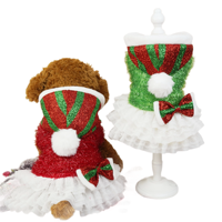 Robe pour chien de luxe écologique coupe-vent en polyester brillant et moelleux, populaire, confortable, à motif à pois, pour Noël et les vacances d'hiver