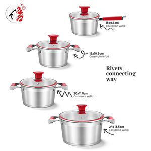 หม้อและกระทะทำอาหารสำหรับครัวขายส่ง หม้อสแตนเลสสำหรับต้มนม หม้อตุ๋นพร้อมด้ามจับแบบผสมผสานสแตนเลสและซิลิโคน - Product Image 2