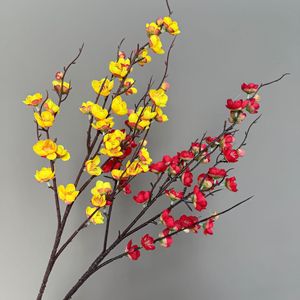Branches de fleurs artificielles Jinxi en soie, fleurs de prunier blanches, roses, rouges, jaunes, roses vif, branche unique, décorations pour mariage et maison - Product Image 3
