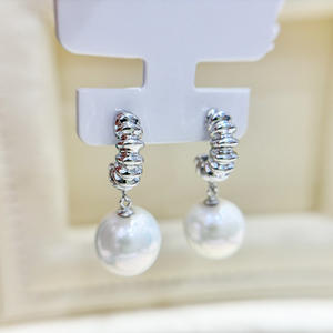 S925 Silver DIY Pearl Accessories Empty Tray with 9-13mm Round Beads <b>Fashion</b> <b>Drop</b> <b>Earrings</b> 22199 - Product Image 2