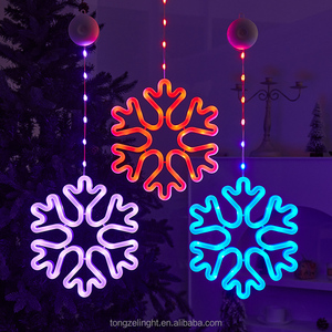 Lámpara de Pared Decorativa Navideña para Interiores y Exteriores, Letrero Luminoso de Neón con Copos de Nieve, Luz Intermitente de Meteorito, Iluminación Decorativa IP44, Material de Vidrio, Funciona con Batería - Product Image 1