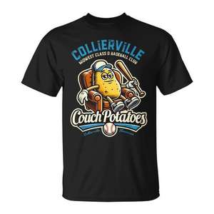 T-shirt de baseball Collierville Couch Potatoes, vêtements d'équipe de la ligue secondaire classe D - Product Image 1