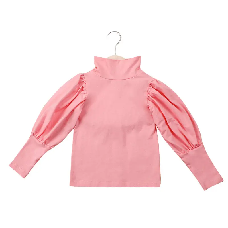 1-6 Years Girl Blouse Solid High Collared Tops Girls Long Puff Sleeve Shirt For Girls Kids MHA20562
