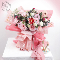 Papier d'emballage imperméable en PVC couché simple face, recyclable, imprimé de lettres et motifs floraux, pour bouquets, fournitures de fleuristes, cadeaux de mariage