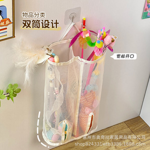 Wall Mounted Mesh Storage <b>Bag</b> For Pet Toys Organizer Rectangle Polyester <b>Net</b> <b>Bag</b> With Hook Vertical Design - Product Image 5