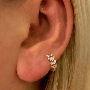 S925 Sterling <b>Silver</b> Classic Branch Design Zircon Huggie Hoop <b>Cuff</b> <b>Earrings</b> for Women - Product Image 6