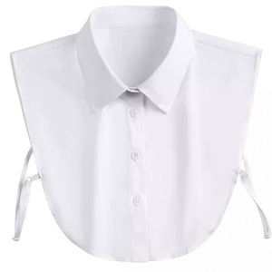 Herren und Damen Baumwoll kragen Revers Knopf Solid Schwarz Weiß All-Match Business Formale Strick hemd Kragen Dekorieren - Product Image 2