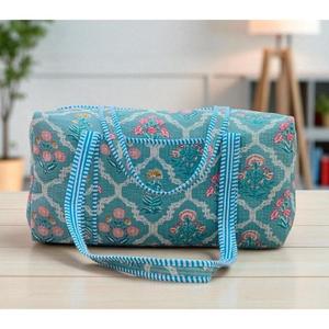 กระเป๋าเดินทางขนาดเล็ก, กระเป๋าเดินทางแบบถักมือจากผ้าควิลท์, กระเป๋าเดินทางลายพิมพ์บล็อก, กระเป๋าถือขึ้นเครื่อง - Product Image 2