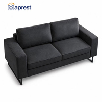 Canapé 2 places moderne carré rembourré avec accoudoirs larges, assise profonde et pieds métalliques fins pour appartement, salon, petite villa