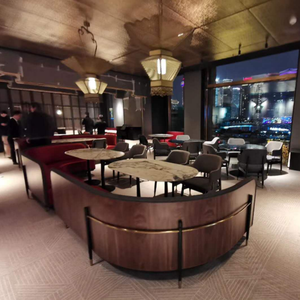 Banquette Courbe Moderne Style Mid-Century, Sièges Écologiques Rembourrés, Canapé Commercial pour Salon, Cadre en Bois, <span class=keywords><strong>Restaurant</strong></span> - Product Image 4