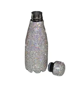 Bling Edelstahl Wasser flaschen mit benutzer definiertem Logo Doppelwandige isolierte Thermo flasche Sport Drink Cup Cola Form umwelt freundlich