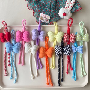 Porte-clés en corde avec breloque nœud papillon mignon et bouffant en <span class=keywords><strong>tissu</strong></span> coloré pour sacs et sacs à main, pour filles et femmes, accessoire de porte-clés - Product Image 1