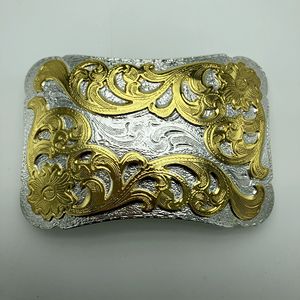Hebilla de cinturón de latón macizo personalizada, logotipo de flor grabado en 3D de lujo, clip de cuentas doradas y plateadas, placa con nombre occidental, 40mm de ancho interno - Product Image 2