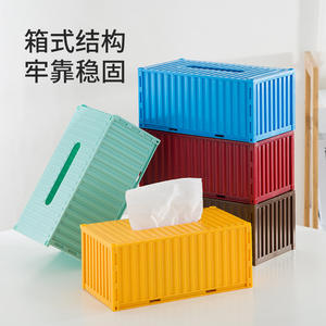 Caja de pañuelos creativa, de plástico, multiusos, verde, azul, rojo, amarillo, marrón, práctica, estilo industrial - Product Image 3