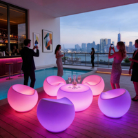 Ensemble de meubles de jardin modernes en plastique LED pour la maison, le bar, les fêtes, l'hôtel, l'extérieur, table et chaises lumineuses imperméables, 16 options de couleurs