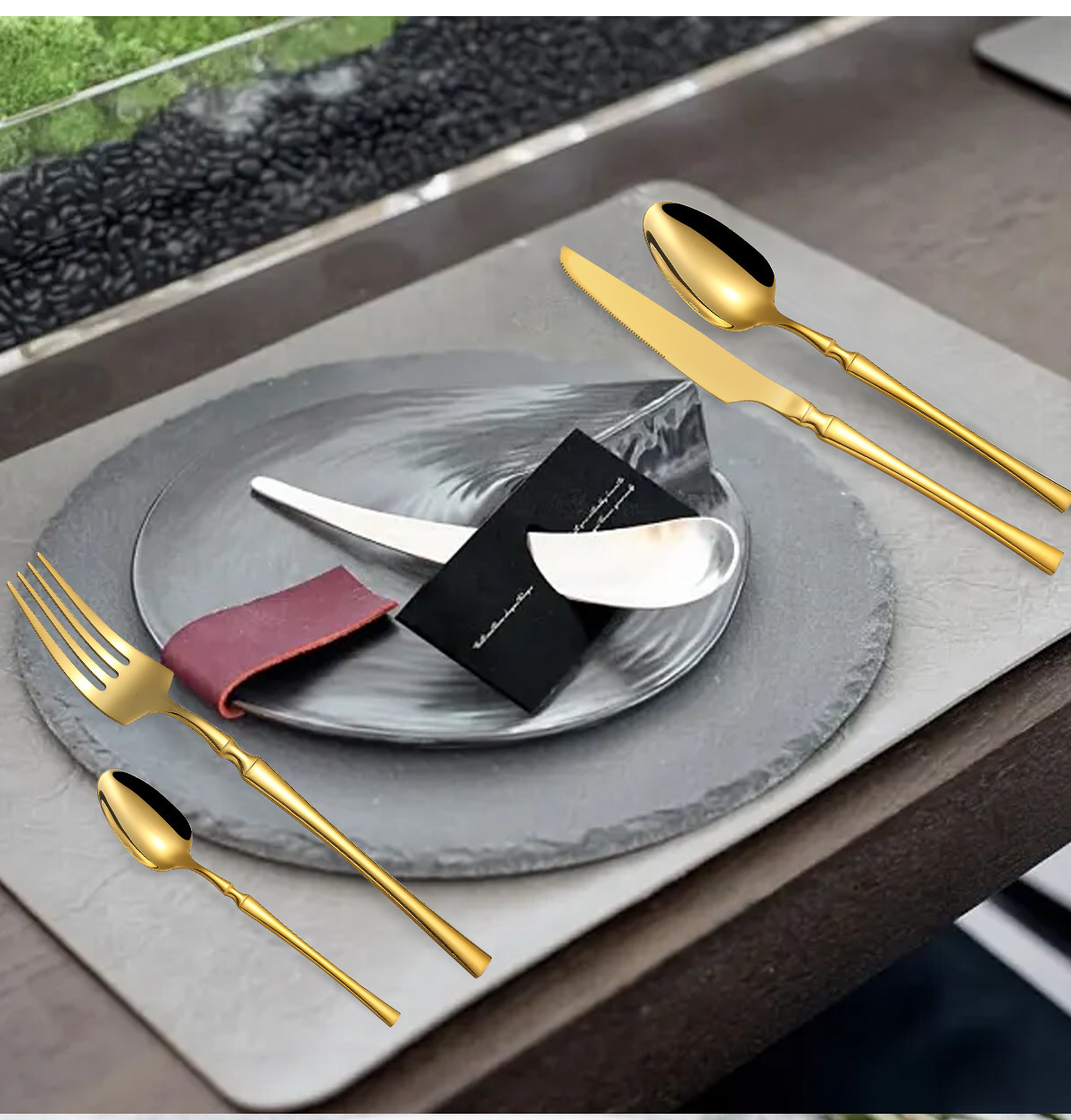 6PCS Wholesale Small Waist Gold Silver Stainless Steel Knife Fork Spoon Set Supermarket PVC Bag Luxury Modern Wedding Tableware · image 4