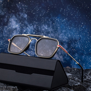 Lunettes de soleil Thom Browne à monture carrée pour hommes, protection UV400, monture en métal noir et plastique, pare-soleil de classe 2 LY-98426 - Product Image 3