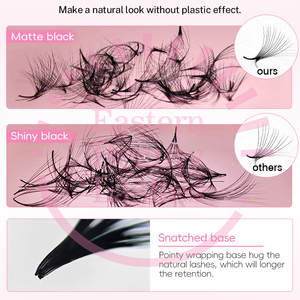 Extensions de <span class=keywords><strong>cils</strong></span> préfabriquées en bouquets de volume, 500/1000 éventails de <span class=keywords><strong>cils</strong></span> pré-faits avec base pointue faite à la <span class=keywords><strong>main</strong></span>, personnalisables avec logo - Product Image 3