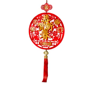 Hot Selling New Year'S Blessings Hanging Ornaments Wood Red Chinese Fu Pendant Traditional Lucky Hanging Decor