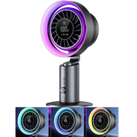 Ventilateur de table rechargeable à refroidissement turbo 199 vitesses avec lumière ambiante RGB, affichage numérique et oscillation automatique pour bureau et maison