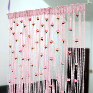 Vendita calda rosa tenda lineare porta per uso domestico decorazione divisoria all'ingrosso salone di bellezza ufficio nappine tenda porta - Product Image 2