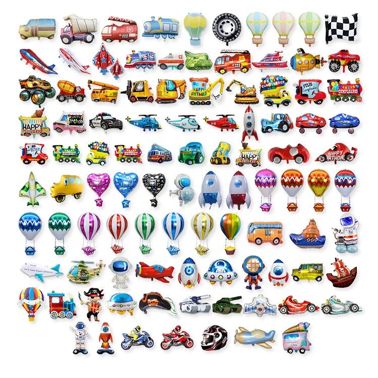 MTF Manufacturing Cartoon Transportation Series Kids Yiwu Helium Balloons for Party Decoration in Bulk