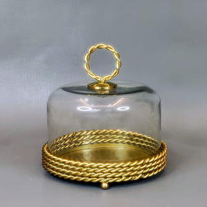 Base de Cristal de Lujo para Pastel con Base de Metal Dorado, Soporte Decorativo para Exhibición de Pasteles para el Hogar y Eventos - Product Image 3