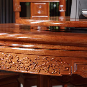 All'ingrosso cinese tradizionale intagliato tavolo da pranzo e sedia combinazione 10-persona Set di grandi dimensioni in pietra di palissandro massiccio - Product Image 3