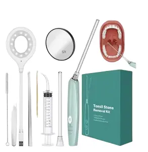 Kit de eliminación de piedra de amígdala electrónica al vacío, herramienta de succión instantánea, Oral irrigador, jeringa, depresor de lengua, removedor de aumento 5X