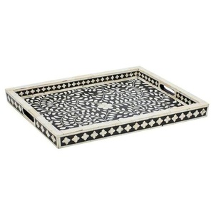 Fourniture directe d'usine grand plateau de service en incrustation d'os en plastique inde décoration de fête de mariage de forme carrée faite à la main taille personnalisée - Product Image 1