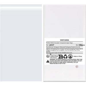 Sacs en cellophane auto-adhésifs 6x12 pouces, 100 unités, sacs transparents en OPP, sacs de rangement refermables en plastique pour vêtements et électroniques - Product Image 6