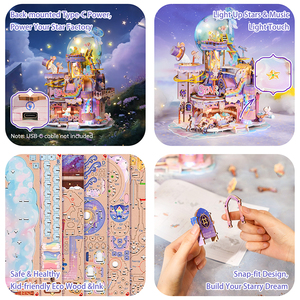 Tonecheer Star Workshop - Modèle de maison de poupée musicale à transmission mécanique tactile LED, <span class=keywords><strong>puzzle</strong></span> 3D en bois pour boutique de jouets - Product Image 3