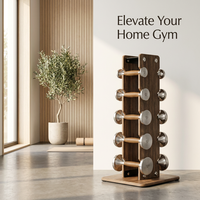 Ensemble d'haltères de luxe en bois de chêne rouge, réglables de 1 à 10 kg, avec poids en acier inoxydable poli miroir, pour salle de sport de prestige, yoga et entraînement à domicile