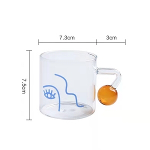 Kreative neuartige moderne Glas becher mit Gesichts muster nach Hause Glaswaren täglich Tee Kaffeetassen Saft Milchglas mit Griff - Product Image 6