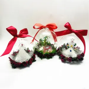 透明家用玻璃点亮圣诞树装饰品缠绕节日球发光二极管变色 & 红蟹天使和雪花设计