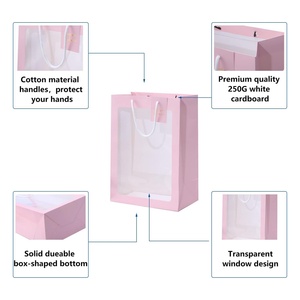 ถุงกระดาษสำหรับจัดส่งเสื้อผ้าและรองเท้าแบบมีหน้าต่าง PVC เป็นมิตรกับสิ่งแวดล้อม ขายดีที่สุด พร้อมโลโก้แบรนด์ตามสั่ง - Product Image 3